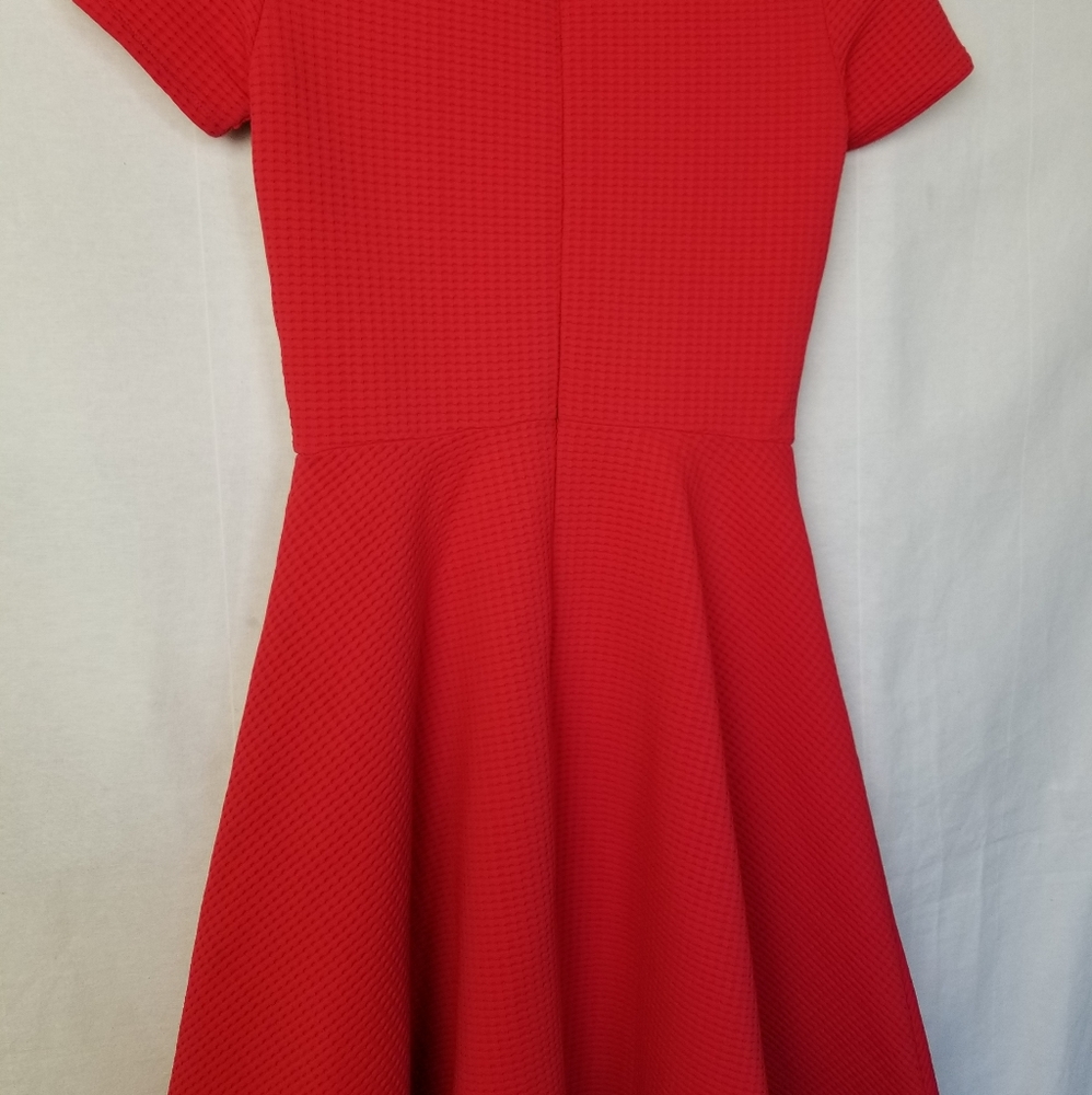 Opening Ceremony Clos Textured Dress Cherry Red Short Sleeves Size Small - Picture 6 of 15